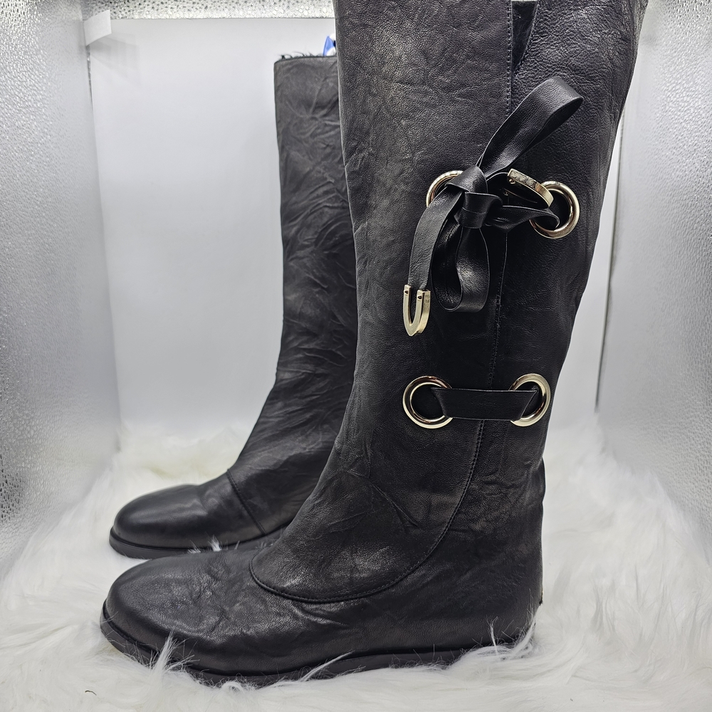 Jimmy Choo Black Over the Knee Boots with Decorative Lacing